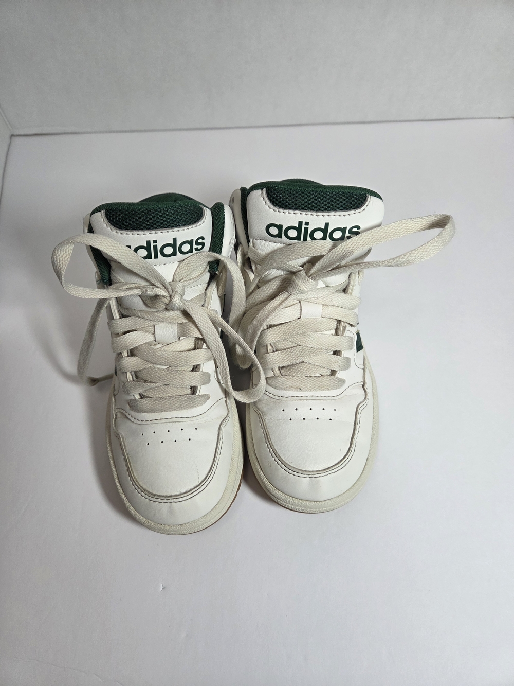 adidas Kids White and Green High-Top Sneakers